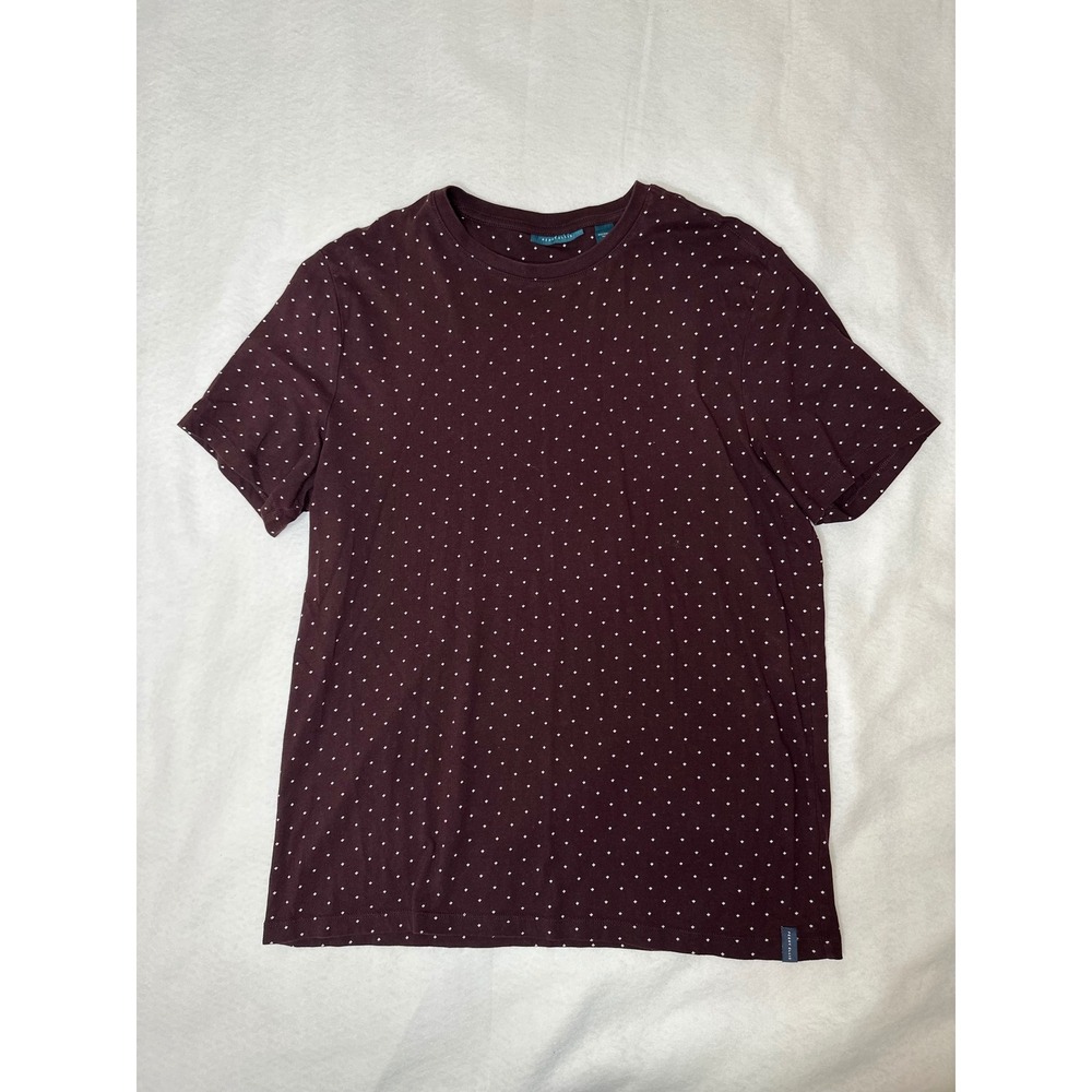 Perry Ellis Men's Burgundy Micro Dot Print Short Sleeve T-Shirt Tee Top Size L - Picture 8 of 8
